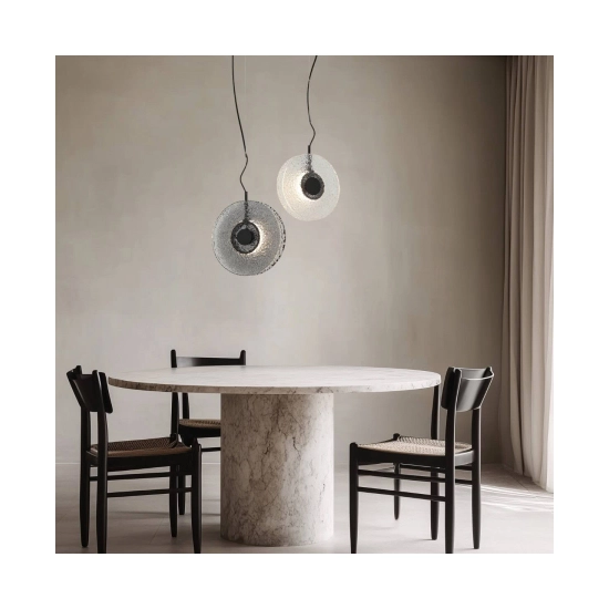 23073 PENDANT LED LIGHT 8W 3000K METAL-GLASS, BLACK-CLEAR GLASS Zambelis Lights