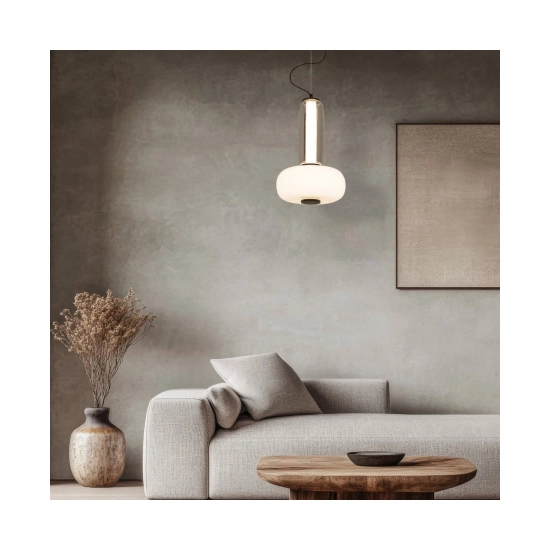 23084 PENDANT LED LIGHT 23W 3000K METAL-SMOKED & OPAL GLASS , BLACK Zambelis Lights