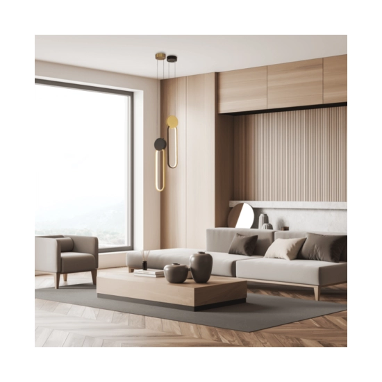 23100 PENDANT LED LIGHT 13W 3000K ALUMINIUM-SILICON,BLACK-GOLD Zambelis Lights