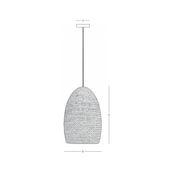 23195 PENDANT LAMP E27 MAX 20W RATTAN NATURAL SHADE Zambelis Lights