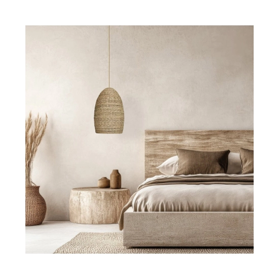 23195 PENDANT LAMP E27 MAX 20W RATTAN NATURAL SHADE Zambelis Lights