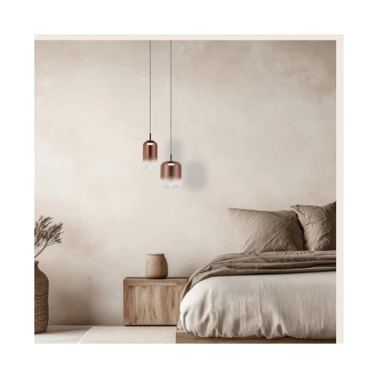 23216 PENDANT LED LIGHT 12W 3000K BLACK-COPPER GLASS Zambelis Lights