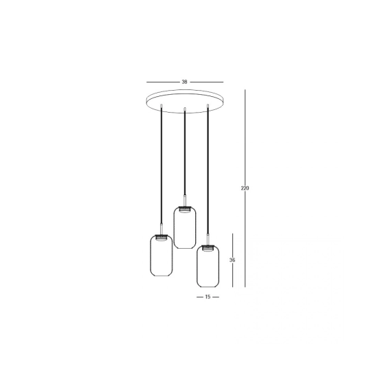 23231 PENDANT LED LIGHT 3X12W 3000K GLASS BLACK-GOLD Zambelis Lights