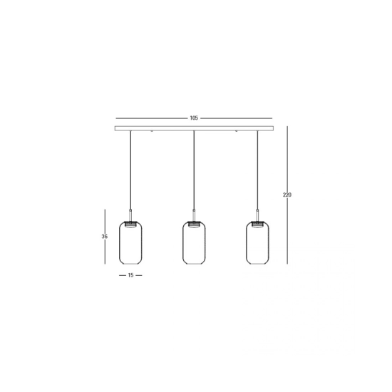 23232 LINE LED LIGHT 3X12W 3000K GLASS BLACK-GOLD Zambelis Lights