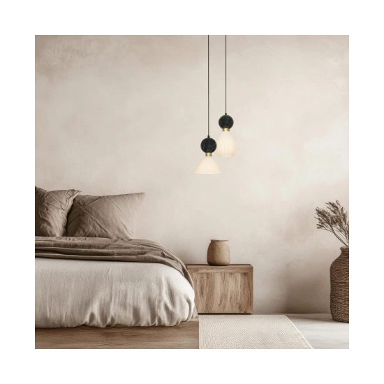 23240 PENDANT LAMP E14 MAX 15W BLACK MARBLE - BRASS Zambelis Lights