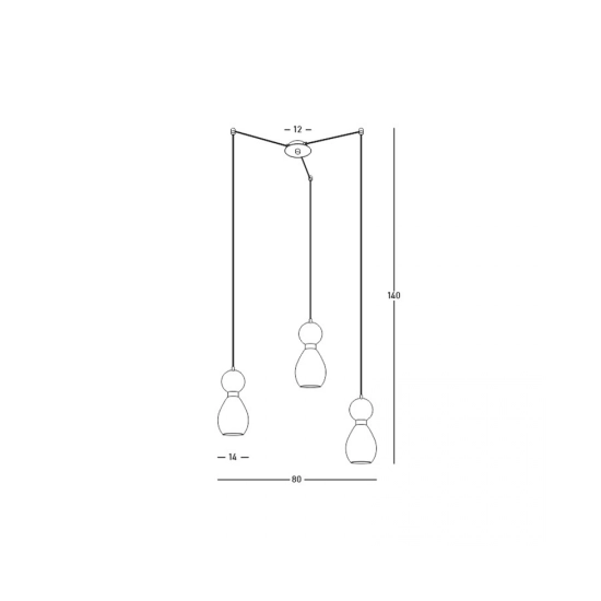 23245 PENDANT 3XE14 MAX 15W BLACK MARBLE - BRASS FOR INDOOR USE Zambelis Lights