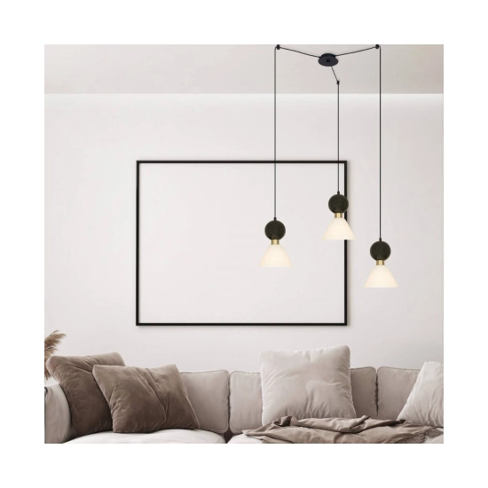 23249 PENDANT 3XE14 MAX 15W BLACK MARBLE - BRASS Zambelis Lights