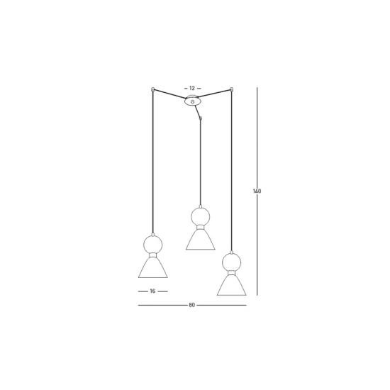 23249 PENDANT 3XE14 MAX 15W BLACK MARBLE - BRASS Zambelis Lights
