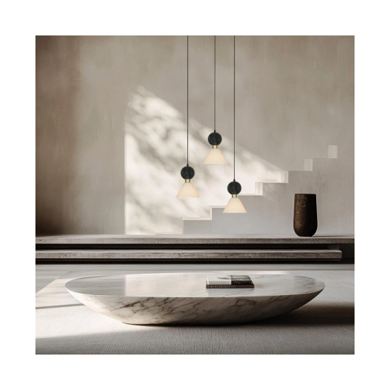 23249 PENDANT 3XE14 MAX 15W BLACK MARBLE - BRASS Zambelis Lights