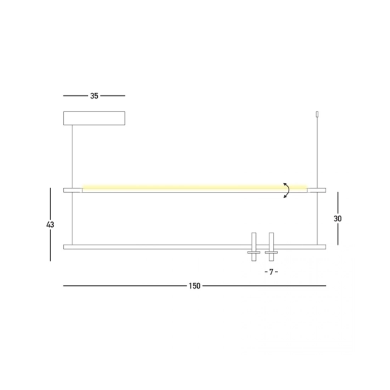 23251 LINEAR PENDANT LIGHTS LED LIGHT 2X7W + 20W 3000K BLACK ALUMINIUM & MARBLE FOR INTERIOR USE Zambelis Lights