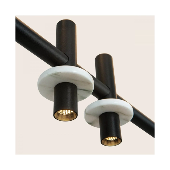 23251 LINEAR PENDANT LIGHTS LED LIGHT 2X7W + 20W 3000K BLACK ALUMINIUM & MARBLE FOR INTERIOR USE Zambelis Lights