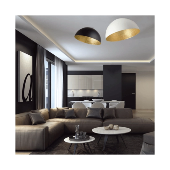 23257 CEILING LAMP E27 MAX 40W METAL BLACK - GOLD LEAF Zambelis Lights