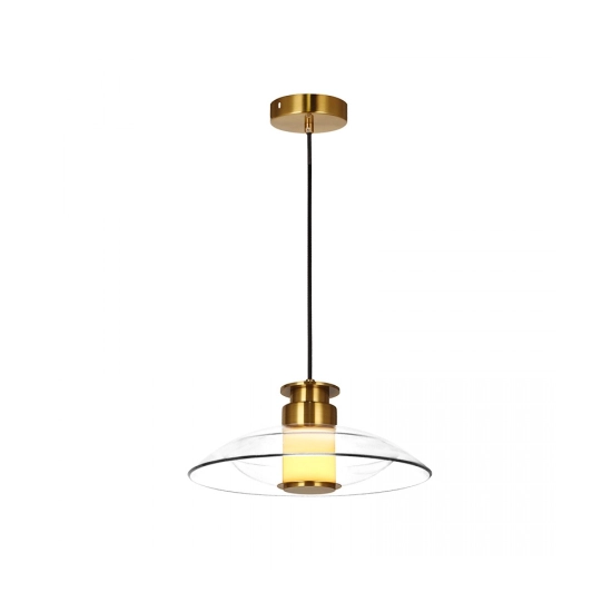 25141 PENDANT LED LIGHT 10W 3000K BRUSHED BRASS - CLEAR GLASS Zambelis Lights