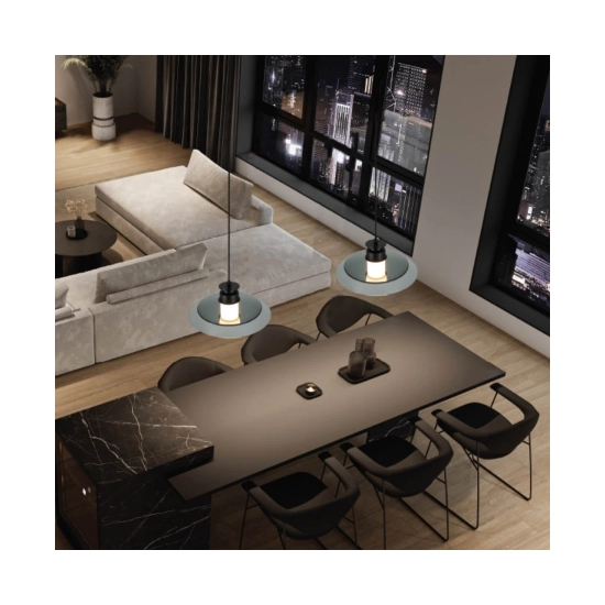 25142 PENDANT LED LIGHT 10W 3000K SANDY BLACK - SMOKED GLASS Zambelis Lights