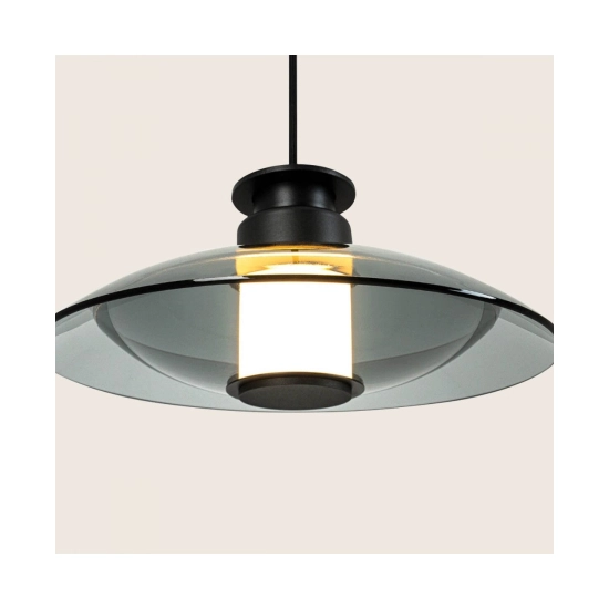 25142 PENDANT LED LIGHT 10W 3000K SANDY BLACK - SMOKED GLASS Zambelis Lights