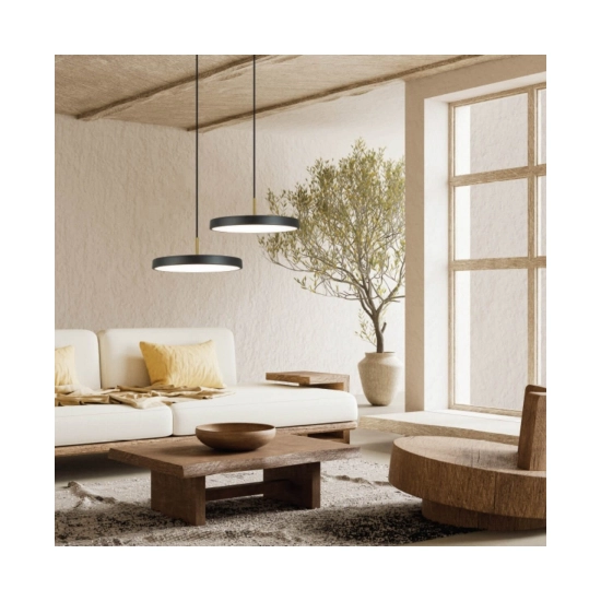 25145 PENDANT LED LIGHT 17W 3000K BLACK MATT - BRUSHED BRASS Zambelis Lights