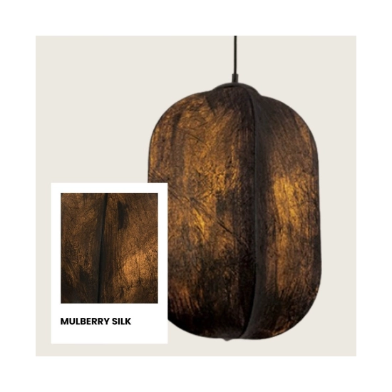 25171 PENDANT LIGHT 1xE27 MAX 15W MULBERRY SILK - METAL BLACK Zambelis Lights