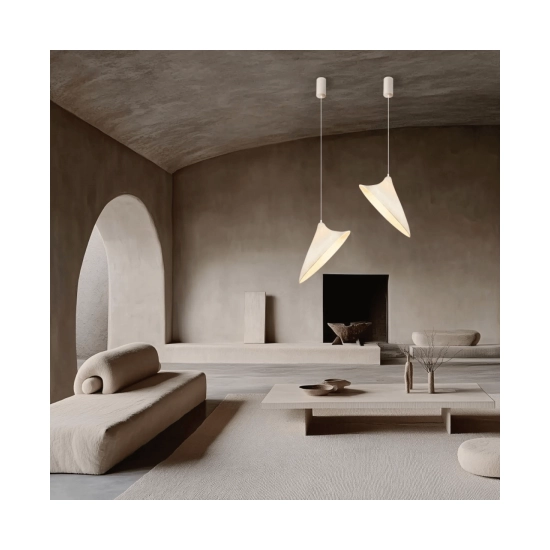25173 PENDANT LIGHT 1xE27 MAX 15W MULBERRY SILK - METAL WHITE Zambelis Lights