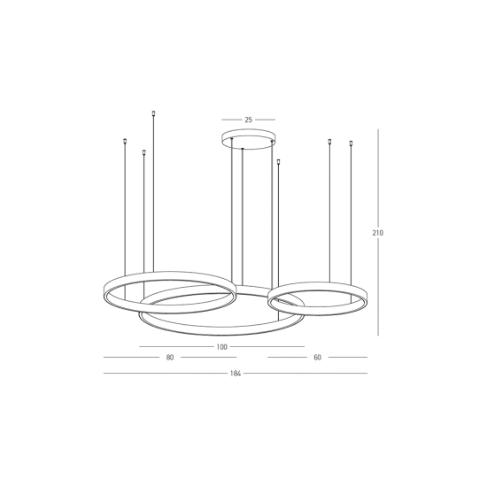 25375 PENDANT LED LIGHT UP-DOWN 174W 3000K BLACK ALUMINIUM - ACRYLIC Zambelis Lights
