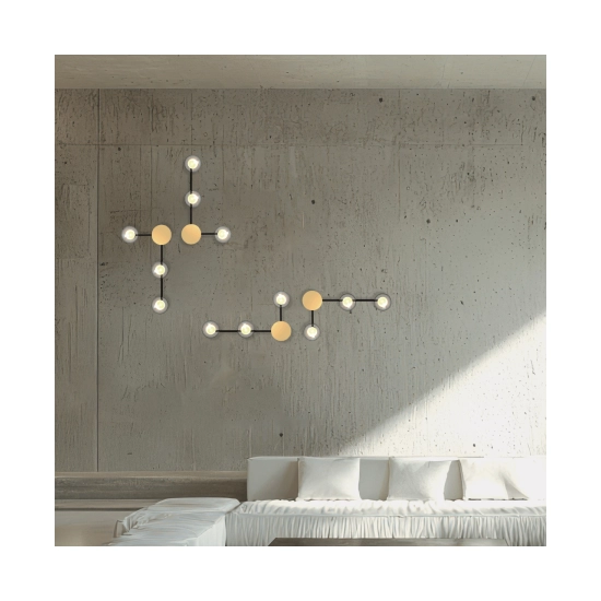 25414 WALL LIGHT 3xG9 MAX 7W SANDY BLACK - GOLD MATT - SMOKED GLASS Zambelis Lights
