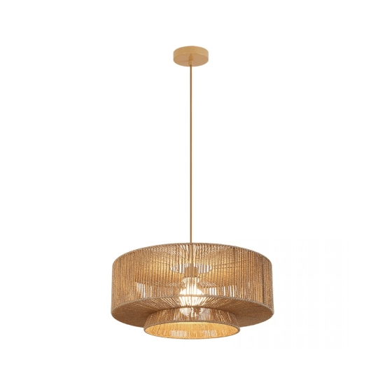 25440 PENDANT LIGHT 1xE27 MAX 40W NATURAL PAPER ROPE - BROWN BEIGE METAL Zambelis Lights