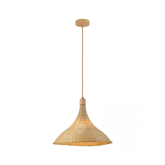 25441 PENDANT LIGHT 1xE27 MAX 40W NATURAL RATTAN - BROWN BEIGE METAL Zambelis Lights