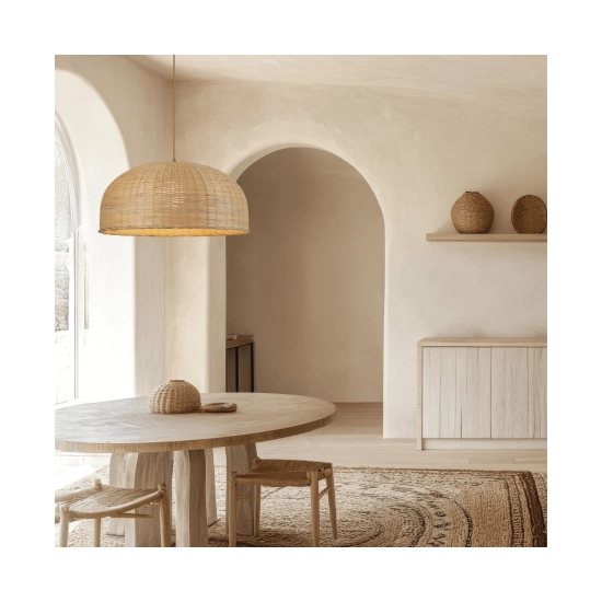 25442 PENDANT LIGHT 1xE27 MAX 40W NATURAL RATTAN - BROWN BEIGE METAL Zambelis Lights