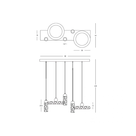 Lampa wisząca LED 25451 44W+3xGU10 3000K Zambelis Lights - zdjęcie 2