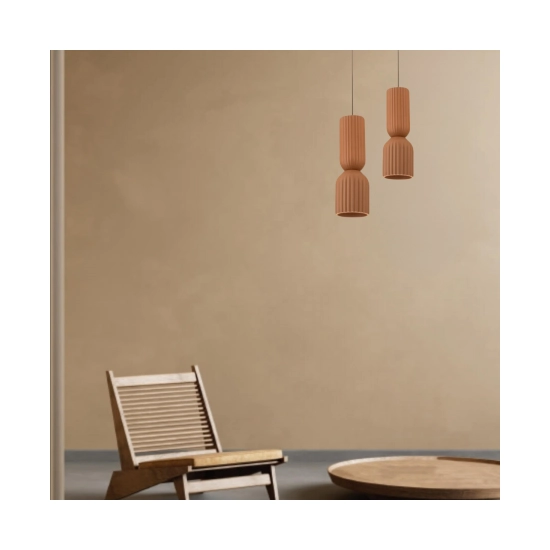 2596 PENDANT LIGHT 1xE27 LED MAX 11W TERRACOTTA - SANDY BLACK CLAY - METAL Zambelis Lights