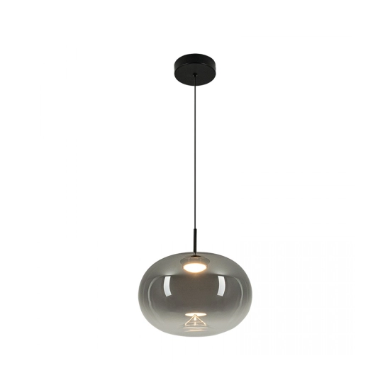 VITRO 2607 PENDANT LED LIGHT 8W 3000K SMOKED GREY GLASS - BLACK MATT Zambelis Lights