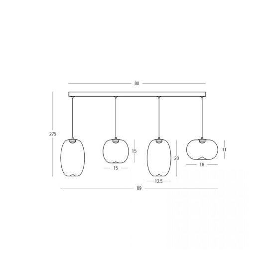 VITRO 2614 PENDANT LED LINE LIGHT 15W 3000K SMOKED GREY GLASS GLASS - BLACK MATT Zambelis Lights