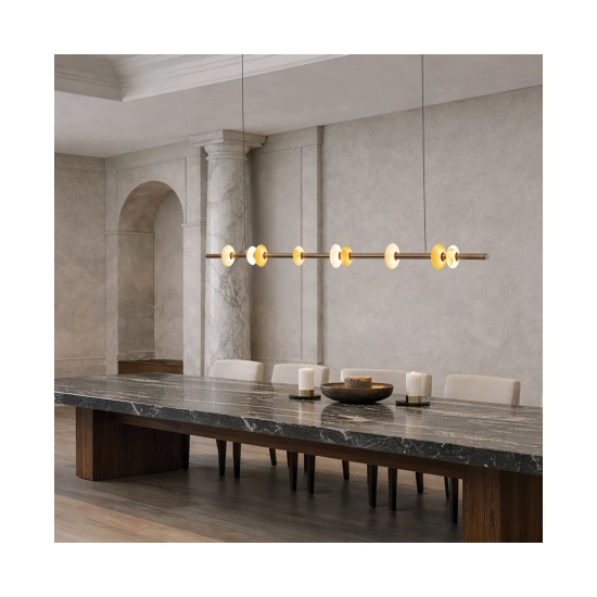 2651 PENDANT LED LINE LIGHT 25W 3000K BRUSHED COFFEE BRONZE-NATURAL TOBACCO ALABASTER Zambelis Lights
