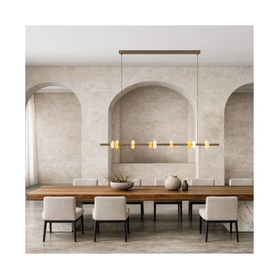 2651 PENDANT LED LINE LIGHT 25W 3000K BRUSHED COFFEE BRONZE-NATURAL TOBACCO ALABASTER Zambelis Lights