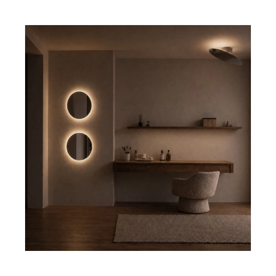 2667 MIRROR WITH LED LIGHT 10W 3000K ROUND BACK LIGHT WHITE MATT IP20 Zambelis Lights