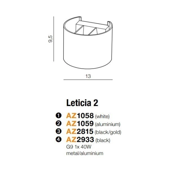 Kinkiet Leticia 2 (black) AZ2933 AZZARDO