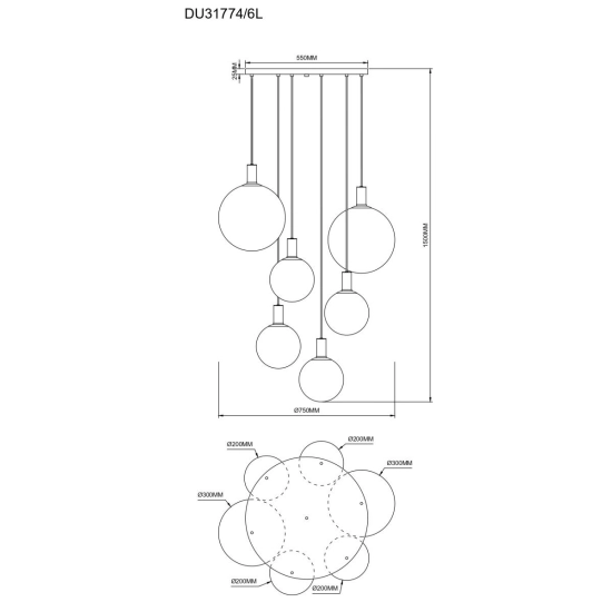 Lampa wisząca NUA DU31774/6L ZUMA LINE