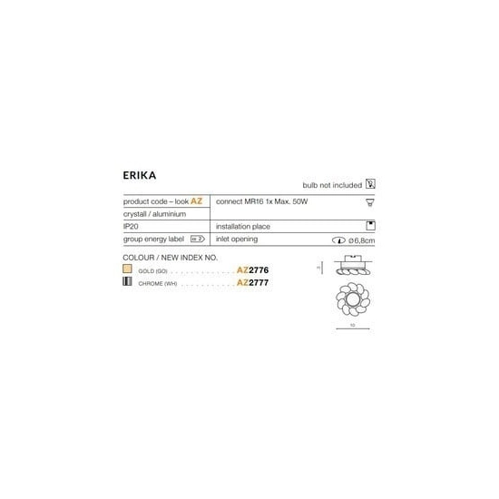 Oprawa stropowa Erika (chrome) AZ2777 AZZARDO