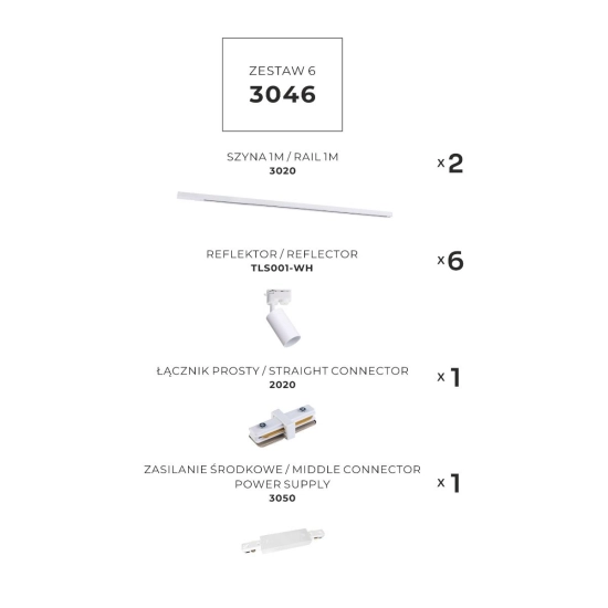 Zestaw 6 szynoprzewody jednoobwodowe white 3046 ZUMA LINE