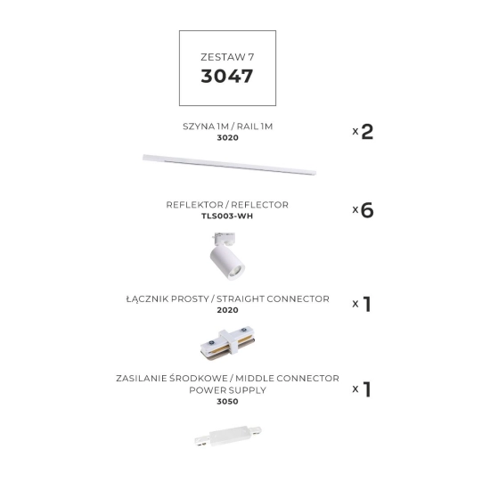 Zestaw 7 szynoprzewody jednoobwodowe white 3047 ZUMA LINE