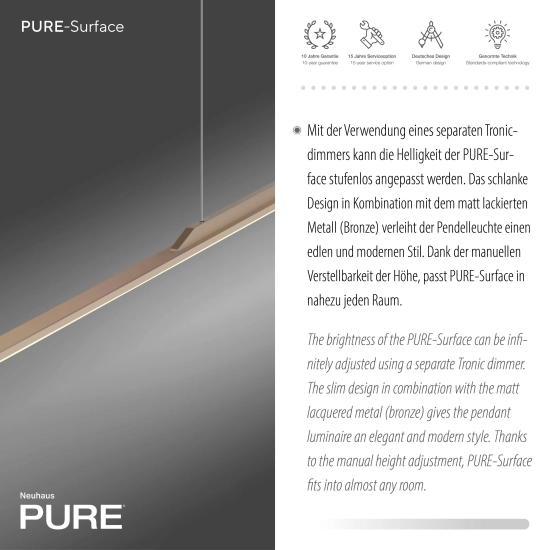 Lampa wisząca Pure Surface Brązowy 2301-97 Paul Neuhaus - zdjęcie dodatkowe 4