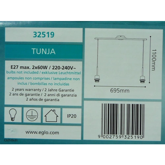 Lampa 2xE27 Listwa TUNJA 32519 EGLO -----wysyłka 24H-------