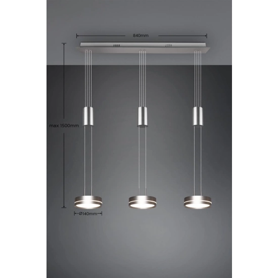 kinkiecik.pl Lampa wisząca 3L LED nikiel FRANKLIN 326510307 TRIO