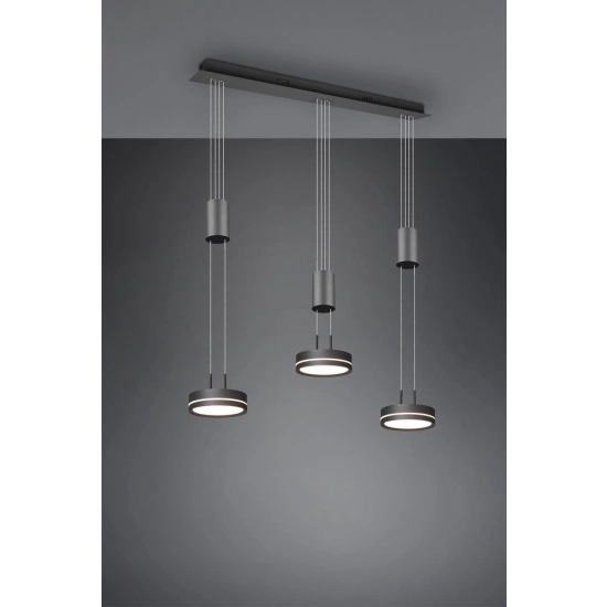 kinkiecik.pl Lampa wisząca 3L LED antracyt FRANKLIN 326510342 TRIO