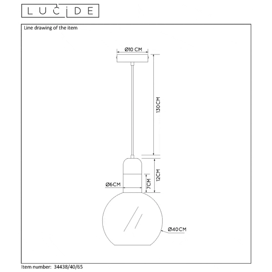 Lampa wisząca JULIUS lampa wisząca Ø 40 cm E27 przydymiony szary 34438/40/65 Lucide - zdjęcie dodatkowe 4