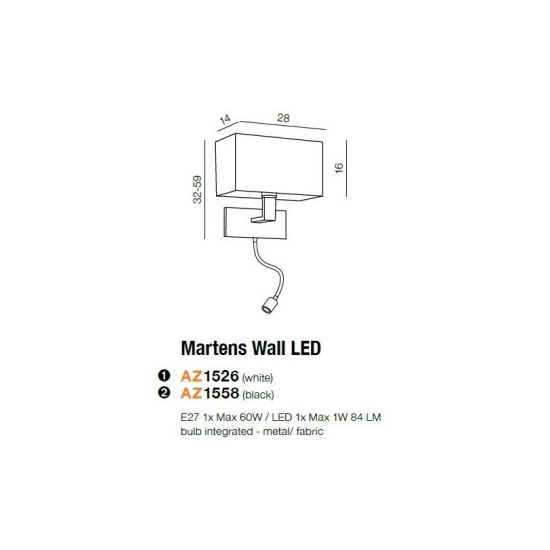Kinkiet MARTENS WALL LED BLACK AZ1558 AZZARDO