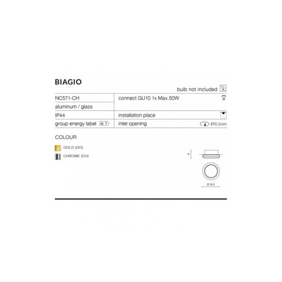 Oprawa stropowa Biagio (gold) AZ1493 IP44 AZZARDO