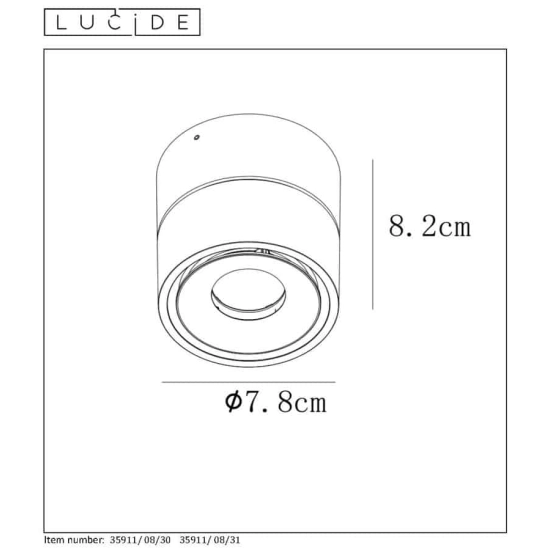 YUMIKO spot sufitowy LED Dim. 1x8W 2700K czarny 35911/08/30 Lucide - zdjęcie dodatkowe 2