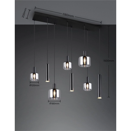 MATARO – 364100832 excl. 2x E27 · max. 10W excl. 3x E14 · max. 10W excl. 3x GU10 · max. 25W TRIO