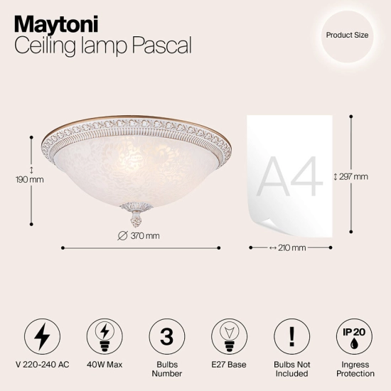 Plafon Ceiling Lamp Pascal C908-CL-03-R Maytoni - zdjęcie dodatkowe 3