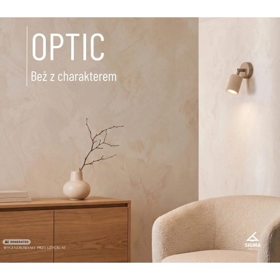 Spot sufitowy OPTIC wood ruchomy 1 ciepły beż / drewno naturalne 41876 Sigma